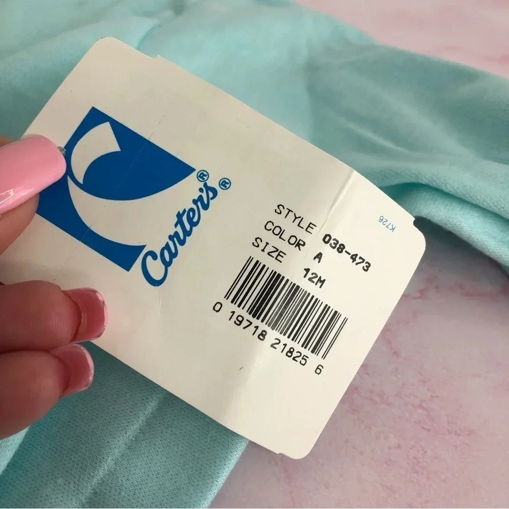 NWT Vintage Carter's turtleneck shirt aqua blue lace trim size‎ 12 months